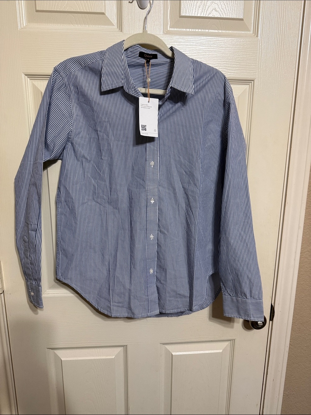 Quince Blue and White Pinstripe Men’s Dress Shirt